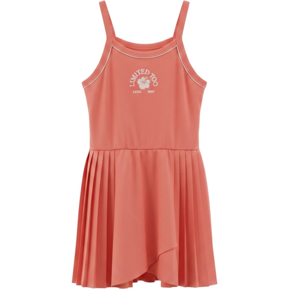 Limited Too Girls Rose Pink Pleated Active Dress w/ Shorts Tech Pocket XL 16/18